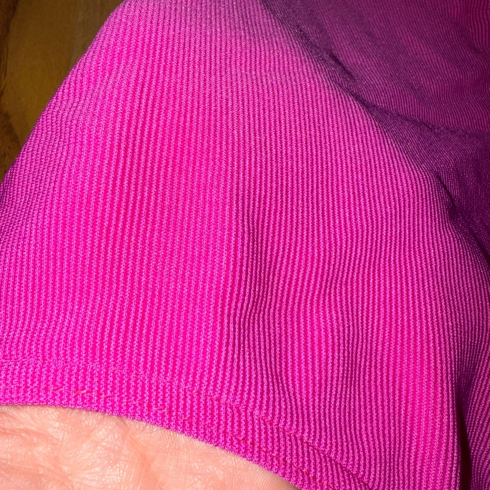 L.L. Bean women’s 12 long 1 piece ribbed swim Barbie pink high cut‎ bathing suit - Picture 2 of 5